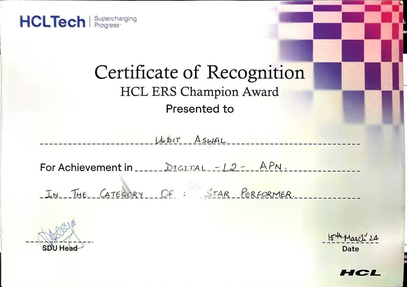 Certificate Of Recognition 2024